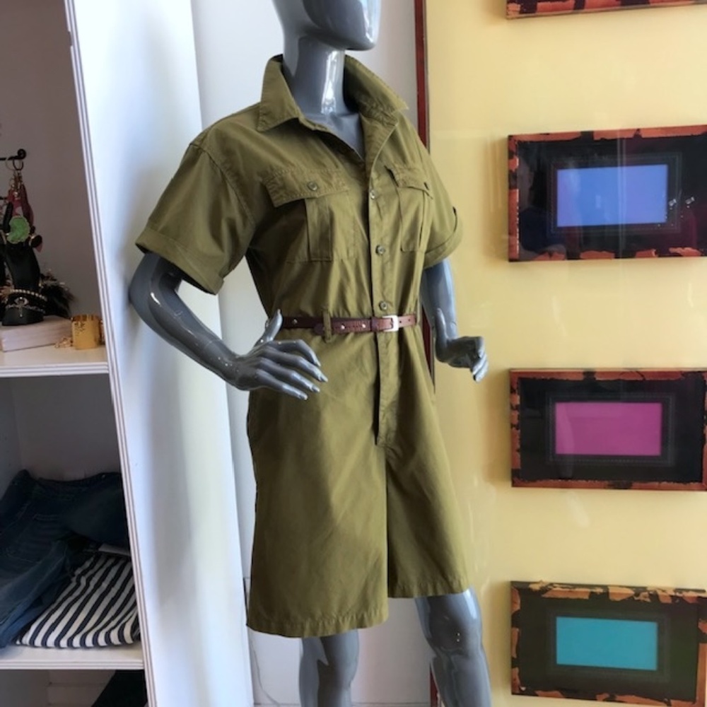 ALEX MILL "Safari" Short Jumpsuit in. Olive Gold EUC/sz M - Picture 9 of 16
